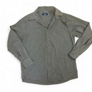 VENETO Striped Button Up Shirt Size 40 Classic Neutral long Sleeve Work